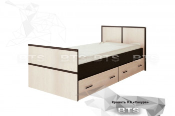 Кровать Сакура с настилом и ящиками 0,9 (Венге/Лоредо) в Бородино - borodino.mebel54.com | фото