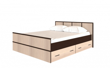 Кровать Сакура с настилом и ящиками 1,4 (Венге/Лоредо) в Бородино - borodino.mebel54.com | фото
