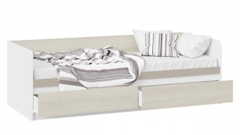 Кровать «Сканди» с 2 ящиками Дуб Гарден/Белый/Глиняный серый в Бородино - borodino.mebel54.com | фото