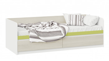 Кровать «Сканди» с 2 ящиками Дуб Гарден/Белый/Зеленый в Бородино - borodino.mebel54.com | фото
