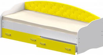 Кровать Софа-7 с мягкой спинкой (800х1900) Белый/Желтый в Бородино - borodino.mebel54.com | фото