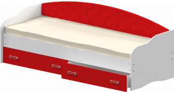 Кровать Софа-7 с мягкой спинкой (800х1900) Белый/Красный в Бородино - borodino.mebel54.com | фото