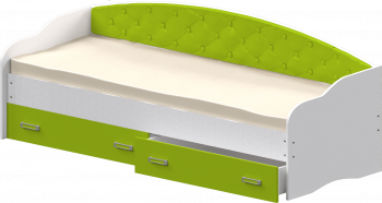 Кровать Софа-7 с мягкой спинкой (800х1900) Белый/Лайм в Бородино - borodino.mebel54.com | фото
