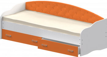 Кровать Софа-7 с мягкой спинкой (800х1900) Белый/Оранжевый в Бородино - borodino.mebel54.com | фото