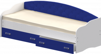 Кровать Софа-7 с мягкой спинкой (800х1900) Белый/Синий в Бородино - borodino.mebel54.com | фото
