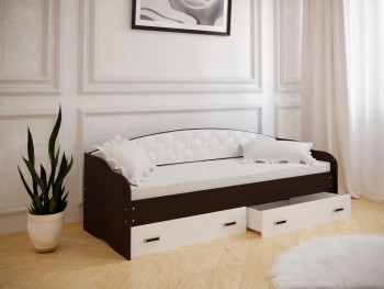 Кровать Софа-7 с мягкой спинкой (800х1900) Венге/ Белый в Бородино - borodino.mebel54.com | фото