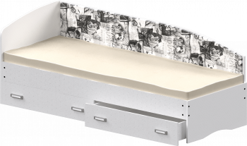 Кровать Софа-9 с мягкой спинкой с рисунком Милана (900х1900) Белый в Бородино - borodino.mebel54.com | фото