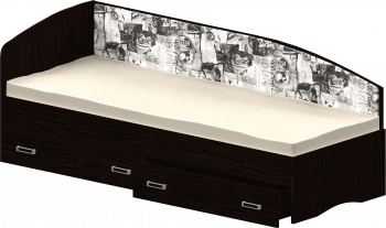 Кровать Софа-9 с мягкой спинкой с рисунком Милана (900х1900) Венге в Бородино - borodino.mebel54.com | фото