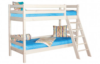 Кровать Соня вариант 10 двухъярусная с наклонной лестницей Белый полупрозрачный в Бородино - borodino.mebel54.com | фото