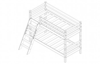 Кровать Соня вариант 12 низкая с наклонной лестницей Белый полупрозрачный в Бородино - borodino.mebel54.com | фото