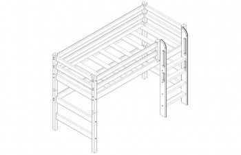 Кровать Соня вариант 5 полувысокая с прямой лестницей белый полупрозрачный в Бородино - borodino.mebel54.com | фото