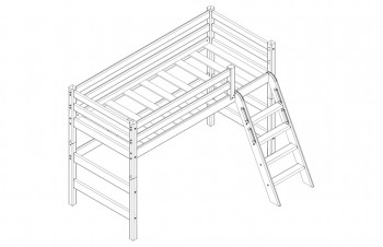 Кровать Соня вариант 6 полувысокая с наклонной лестницей Белый полупрозрачный в Бородино - borodino.mebel54.com | фото