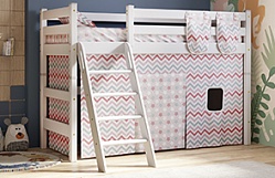 Кровать Соня вариант 6 полувысокая с наклонной лестницей Белый полупрозрачный в Бородино - borodino.mebel54.com | фото