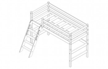 Кровать Соня вариант 6 полувысокая с наклонной лестницей Лаванда в Бородино - borodino.mebel54.com | фото