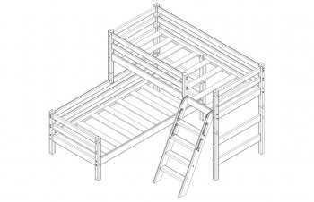 Кровать Соня вариант 8 угловая с наклонной лестницей Белый полупрозрачный в Бородино - borodino.mebel54.com | фото