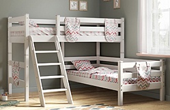 Кровать Соня вариант 8 угловая с наклонной лестницей Белый полупрозрачный в Бородино - borodino.mebel54.com | фото
