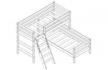 Кровать Соня вариант 8 угловая с наклонной лестницей Лаванда в Бородино - borodino.mebel54.com | фото