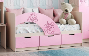 Кровать Юниор-3 ((мульт) розовый металл/дуб беленый) в Бородино - borodino.mebel54.com | фото
