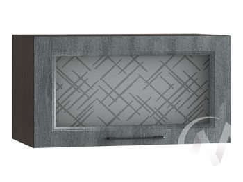 Либерти Шкаф верхний горизонтальный со стеклом ШВГС 609 (Холст грей/корпус венге) в Бородино - borodino.mebel54.com | фото