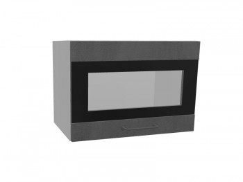 Лофт ПГСФ 500 шкаф верхний горизонтальный со стеклом и фотопечатью (Бетон темный/корпус Серый) в Бородино - borodino.mebel54.com | фото