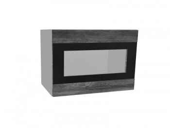 Лофт ПГСФ 500 шкаф верхний горизонтальный со стеклом и фотопечатью (Дуб бурый/корпус Серый) в Бородино - borodino.mebel54.com | фото