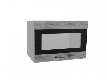 Лофт ПГСФ 500 шкаф верхний горизонтальный со стеклом и фотопечатью (Дуб майский/корпус Серый) в Бородино - borodino.mebel54.com | фото