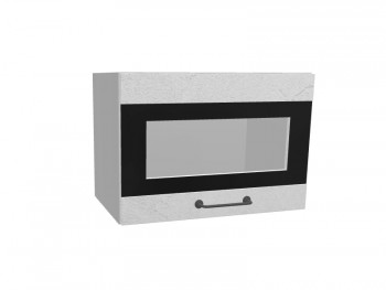 Лофт ПГСФ 500 шкаф верхний горизонтальный со стеклом и фотопечатью (Штукатурка белая/корпус Серый) в Бородино - borodino.mebel54.com | фото
