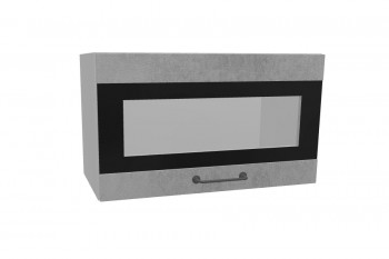Лофт ПГСФ 600 шкаф верхний горизонтальный со стеклом и фотопечатью (Бетон светлый/корпус Серый) в Бородино - borodino.mebel54.com | фото