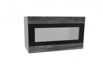 Лофт ПГСФ 600 шкаф верхний горизонтальный со стеклом и фотопечатью (Дуб бурый/корпус Серый) в Бородино - borodino.mebel54.com | фото