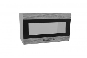 Лофт ПГСФ 600 шкаф верхний горизонтальный со стеклом и фотопечатью (Дуб майский/корпус Серый) в Бородино - borodino.mebel54.com | фото