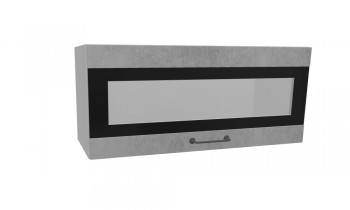 Лофт ПГСФ 800 шкаф верхний горизонтальный со стеклом и фотопечатью (Бетон светлый/корпус Серый) в Бородино - borodino.mebel54.com | фото