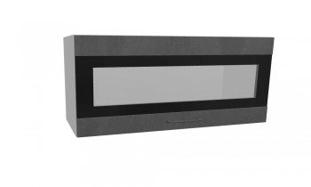 Лофт ПГСФ 800 шкаф верхний горизонтальный со стеклом и фотопечатью (Бетон темный/корпус Серый) в Бородино - borodino.mebel54.com | фото