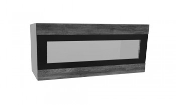 Лофт ПГСФ 800 шкаф верхний горизонтальный со стеклом и фотопечатью (Дуб бурый/корпус Серый) в Бородино - borodino.mebel54.com | фото
