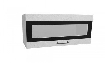 Лофт ПГСФ 800 шкаф верхний горизонтальный со стеклом и фотопечатью (Штукатурка белая/корпус Серый) в Бородино - borodino.mebel54.com | фото