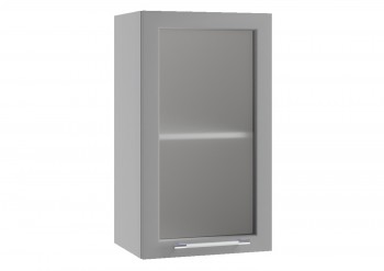 Лофт ПС 400 шкаф верхний со стеклом (Штукатурка белая/корпус Серый) в Бородино - borodino.mebel54.com | фото