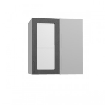 Лофт ПУС 650 шкаф верхний угловой со стеклом (Бетон темный/корпус Серый) в Бородино - borodino.mebel54.com | фото
