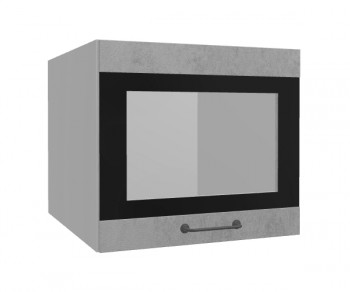 Лофт ВПГСФ 500 шкаф верхний горизонтальный со стеклом высокий с фотопечатью (Бетон светлый/корпус Серый) в Бородино - borodino.mebel54.com | фото