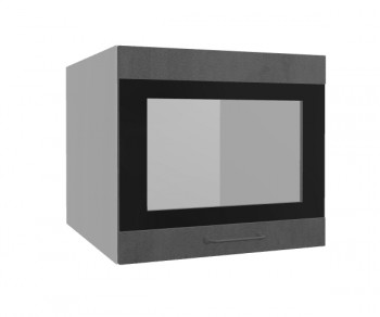 Лофт ВПГСФ 500 шкаф верхний горизонтальный со стеклом высокий с фотопечатью (Бетон темный/корпус Серый) в Бородино - borodino.mebel54.com | фото