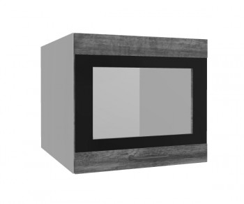 Лофт ВПГСФ 500 шкаф верхний горизонтальный со стеклом высокий с фотопечатью (Дуб бурый/корпус Серый) в Бородино - borodino.mebel54.com | фото