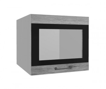Лофт ВПГСФ 500 шкаф верхний горизонтальный со стеклом высокий с фотопечатью (Дуб майский/корпус Серый) в Бородино - borodino.mebel54.com | фото