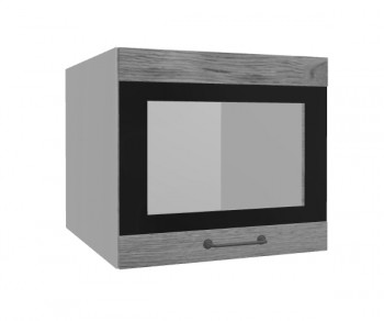 Лофт ВПГСФ 500 шкаф верхний горизонтальный со стеклом высокий с фотопечатью (Дуб цикорий/корпус Серый) в Бородино - borodino.mebel54.com | фото