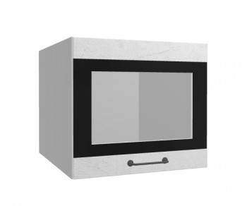 Лофт ВПГСФ 500 шкаф верхний горизонтальный со стеклом высокий с фотопечатью (Штукатурка белая/корпус Серый) в Бородино - borodino.mebel54.com | фото