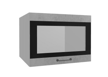 Лофт ВПГСФ 600 шкаф верхний горизонтальный со стеклом высокий с фотопечатью (Бетон светлый/корпус Серый) в Бородино - borodino.mebel54.com | фото