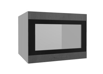Лофт ВПГСФ 600 шкаф верхний горизонтальный со стеклом высокий с фотопечатью (Бетон темный/корпус Серый) в Бородино - borodino.mebel54.com | фото