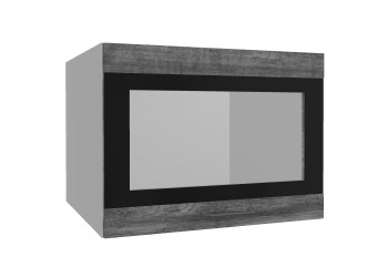 Лофт ВПГСФ 600 шкаф верхний горизонтальный со стеклом высокий с фотопечатью (Дуб бурый/корпус Серый) в Бородино - borodino.mebel54.com | фото