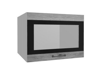 Лофт ВПГСФ 600 шкаф верхний горизонтальный со стеклом высокий с фотопечатью (Дуб майский/корпус Серый) в Бородино - borodino.mebel54.com | фото