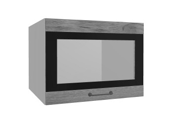 Лофт ВПГСФ 600 шкаф верхний горизонтальный со стеклом высокий с фотопечатью (Дуб цикорий/корпус Серый) в Бородино - borodino.mebel54.com | фото