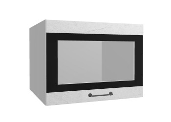 Лофт ВПГСФ 600 шкаф верхний горизонтальный со стеклом высокий с фотопечатью (Штукатурка белая/корпус Серый) в Бородино - borodino.mebel54.com | фото