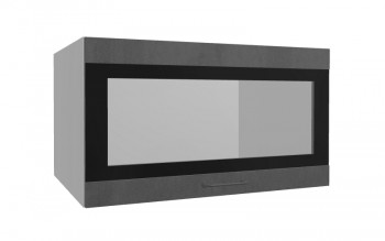 Лофт ВПГСФ 800 шкаф верхний горизонтальный со стеклом высокий с фотопечатью (Бетон темный/корпус Серый) в Бородино - borodino.mebel54.com | фото