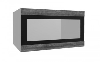 Лофт ВПГСФ 800 шкаф верхний горизонтальный со стеклом высокий с фотопечатью (Дуб бурый/корпус Серый) в Бородино - borodino.mebel54.com | фото